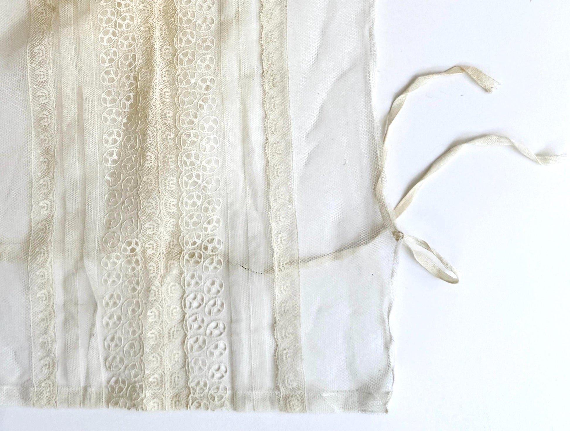 Edwardian Victorian Lace Dickie Jabot Handmade Antique Late 1800s Early 1900s Lingerie Undergarment Ecru White
