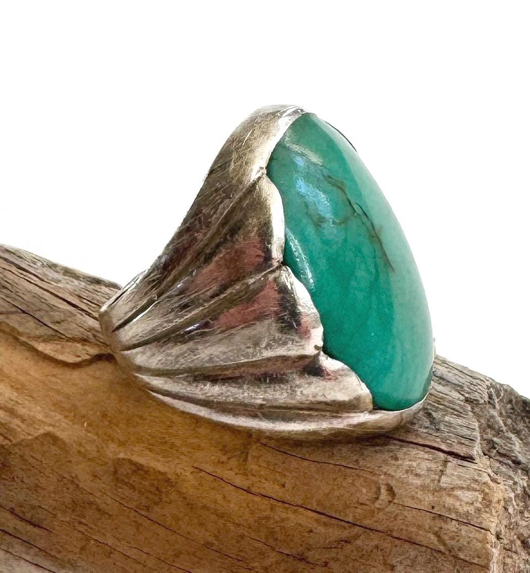 Bell Trading Turquoise Ring Vintage Native American Navajo Fred Harvey Trading Post Era Size
