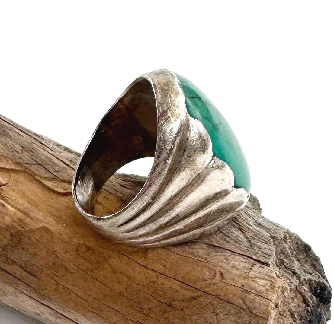 Bell Trading Turquoise Ring Vintage Native American Navajo Fred Harvey Trading Post Era Size