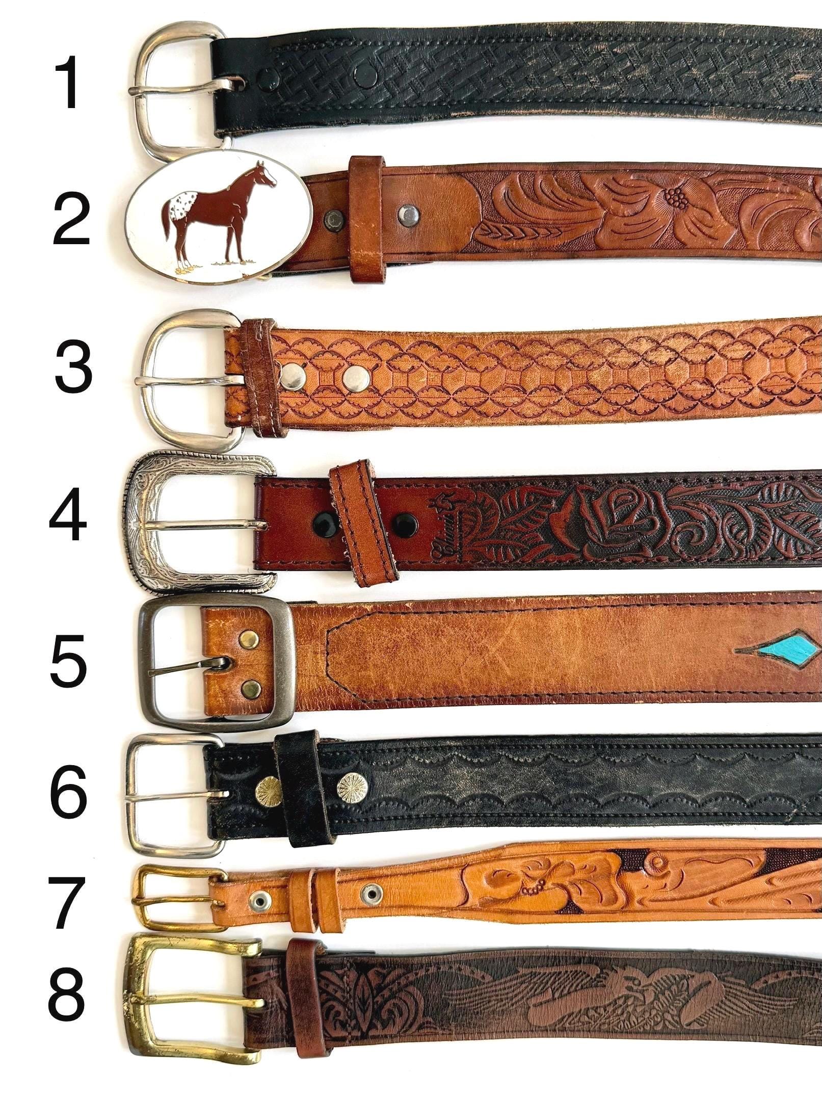 Vintage Toole Leather Western Cowboy Belt 70s 80s Boho Americana
