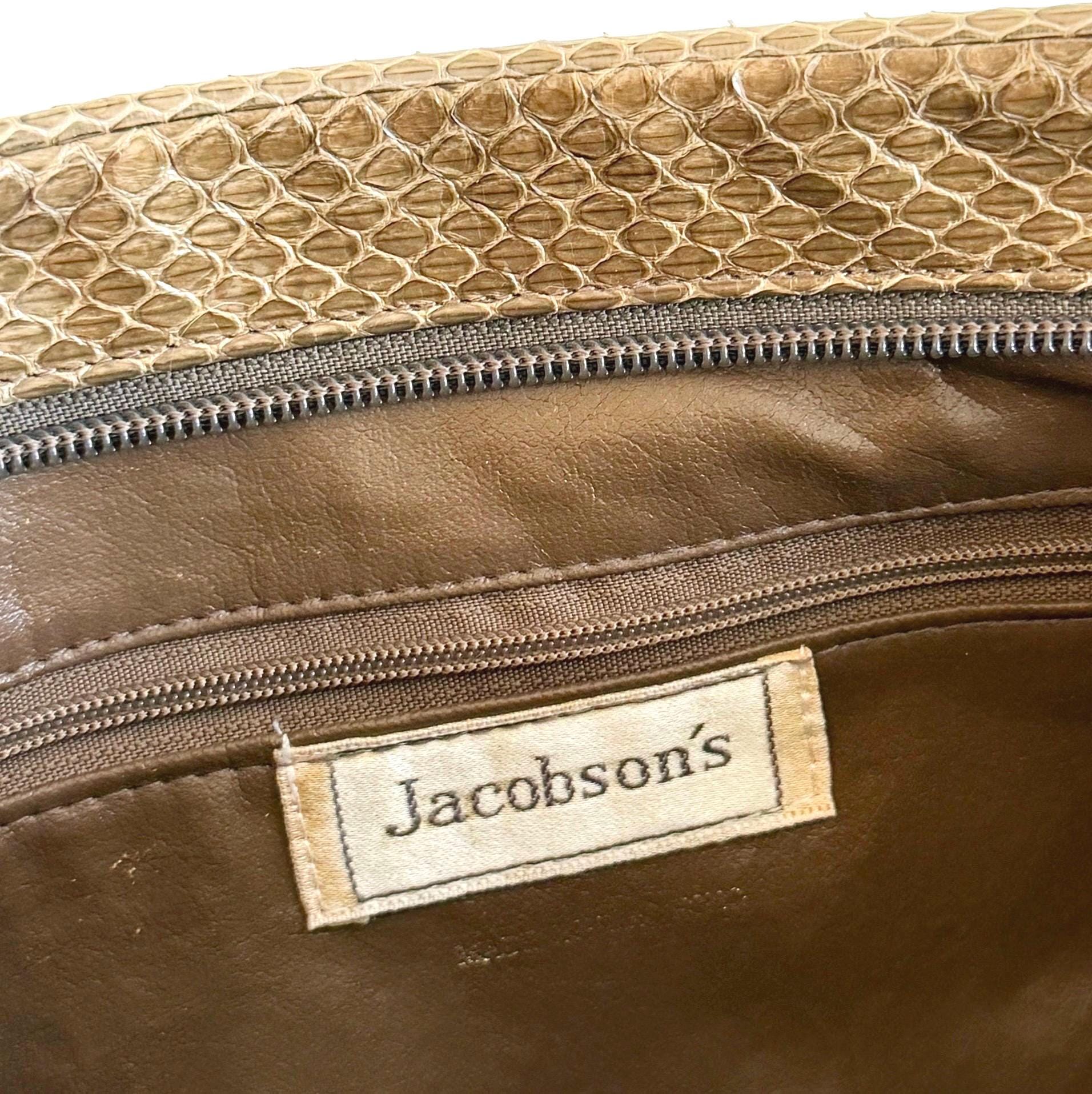 80's Genuine Snakeskin Clutch Bag Vintage Jacobson's Department Taupe Beige Brown