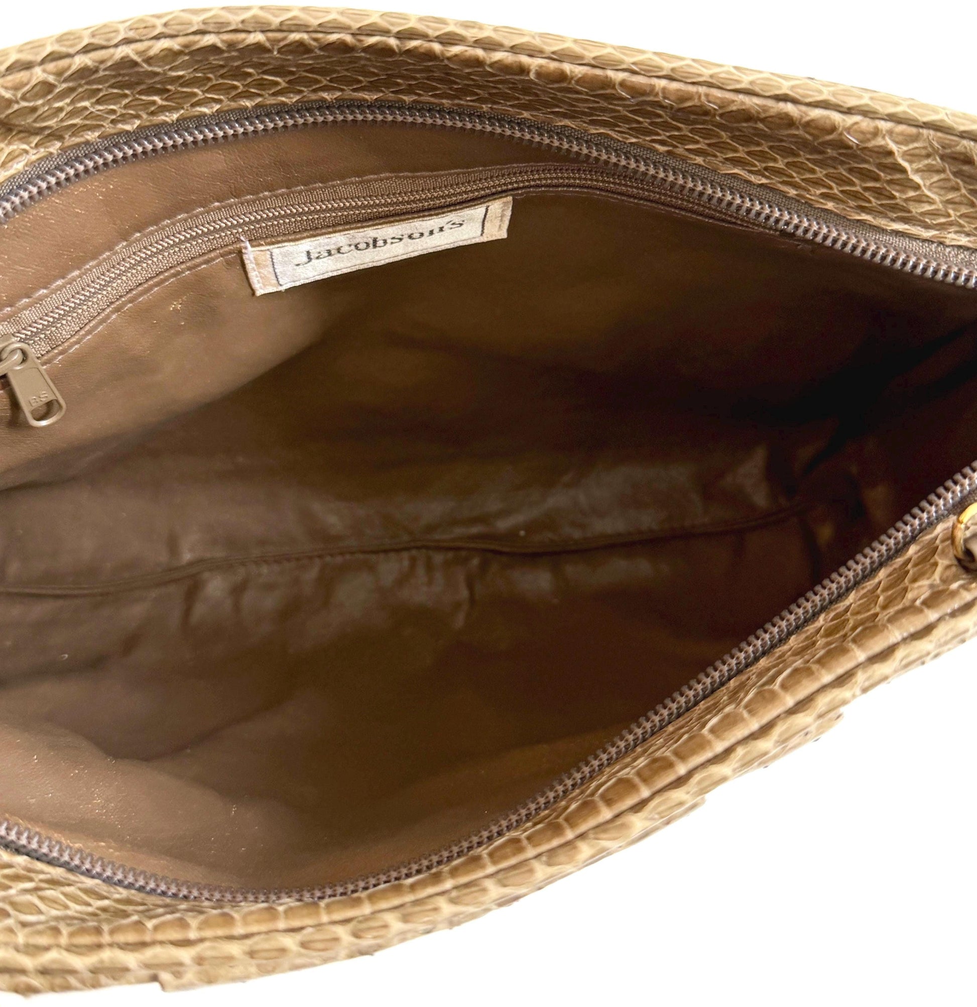 80's Genuine Snakeskin Clutch Bag Vintage Jacobson's Department Taupe Beige Brown
