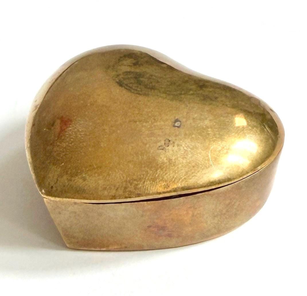 Vintage Solid Brass Heart Box Valentines Love Anniversary Gift