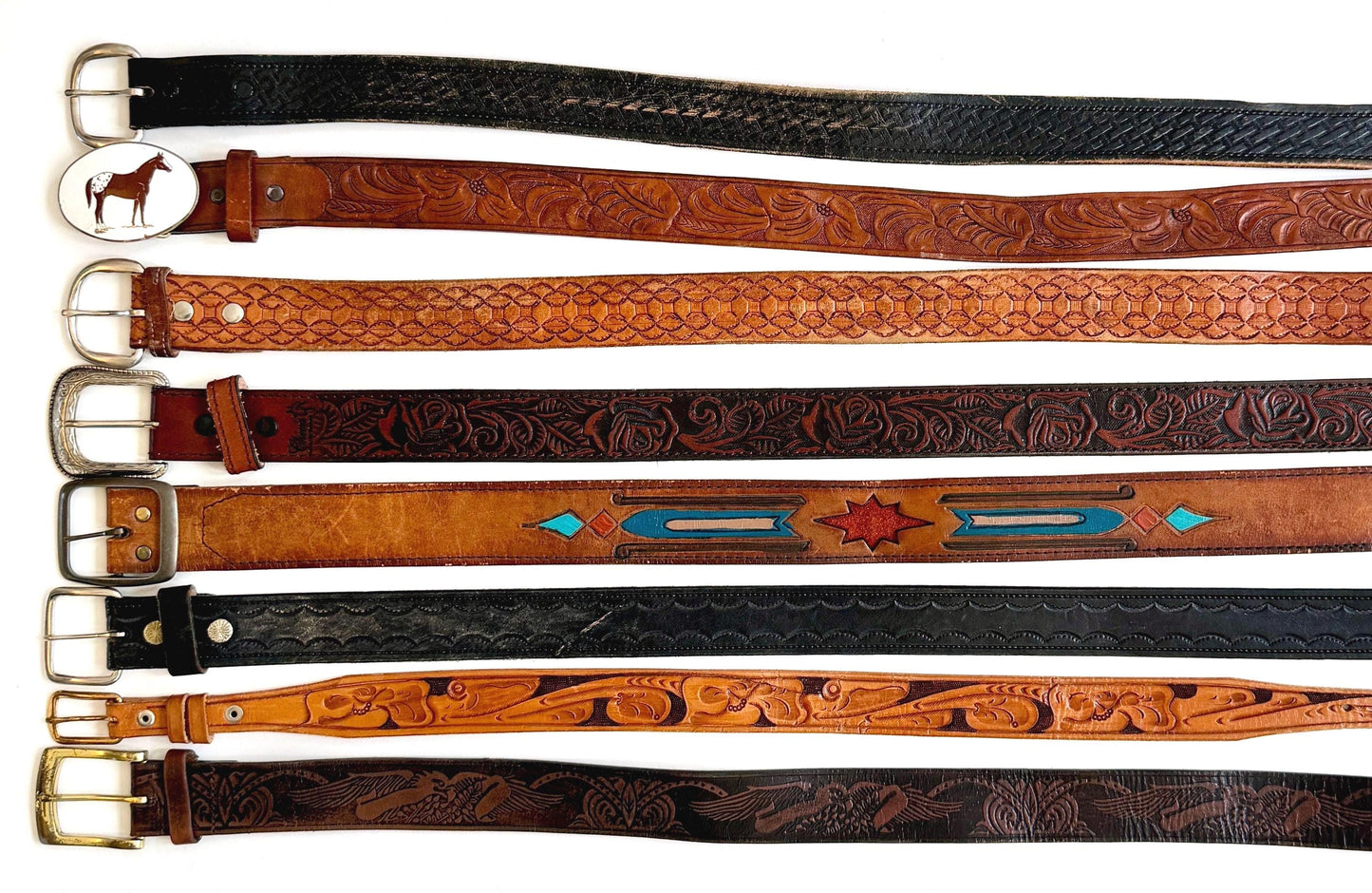 Vintage Toole Leather Western Cowboy Belt 70s 80s Boho Americana