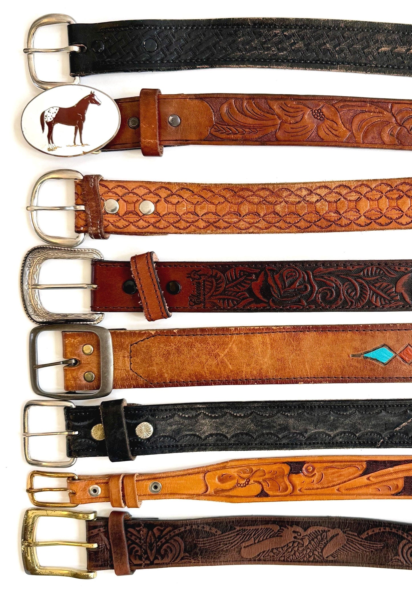 Vintage Toole Leather Western Cowboy Belt 70s 80s Boho Americana