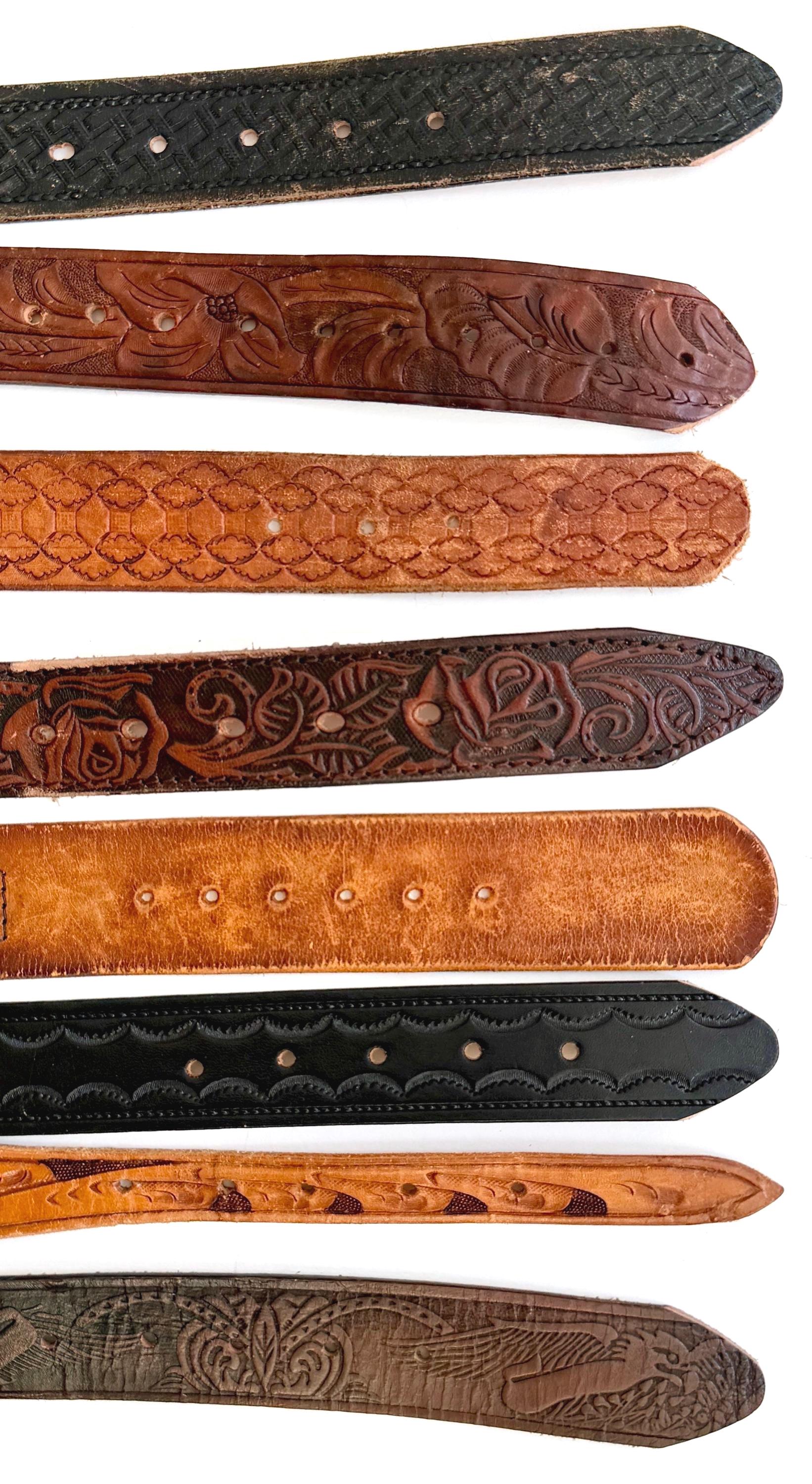 Vintage Toole Leather Western Cowboy Belt 70s 80s Boho Americana