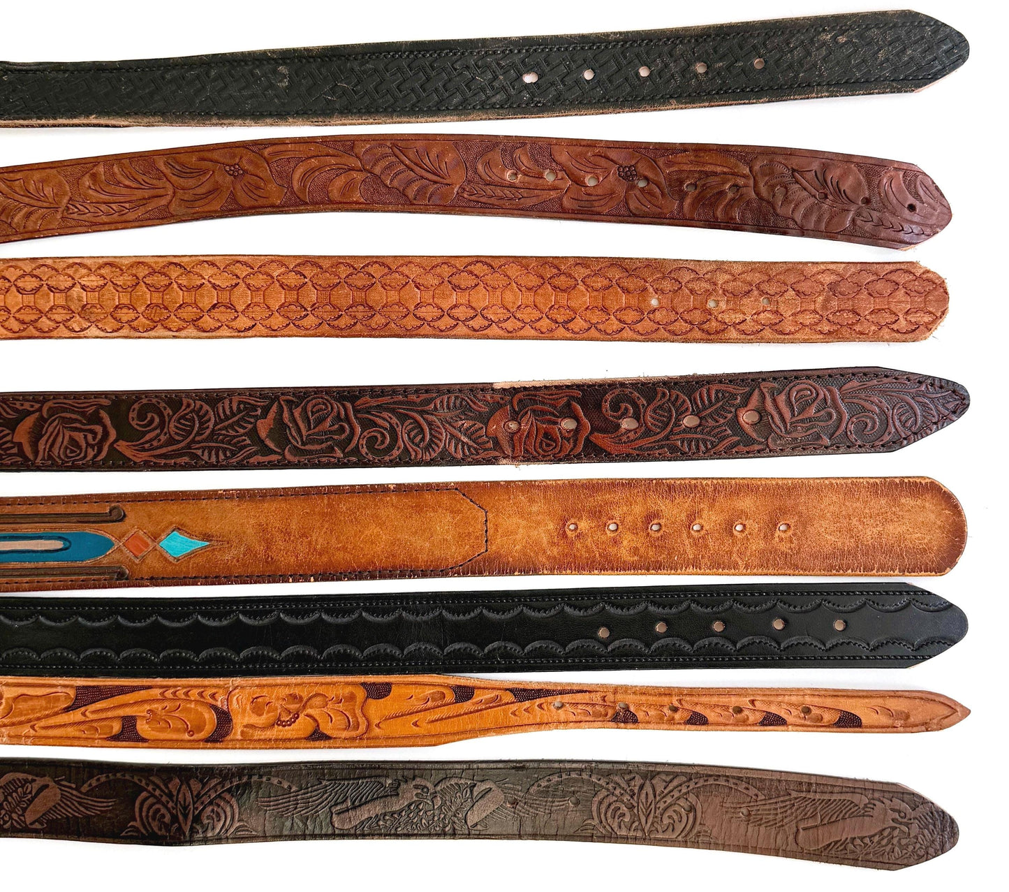 Vintage Toole Leather Western Cowboy Belt 70s 80s Boho Americana
