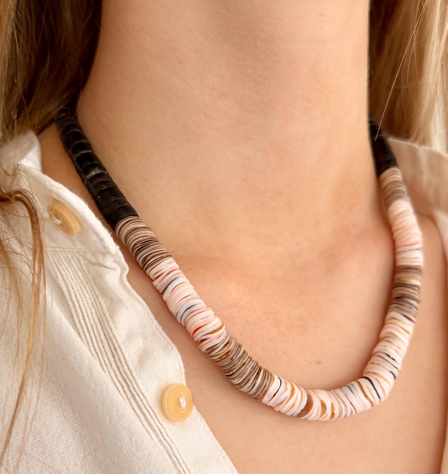 Vintage Native American Beaded Shell Necklace