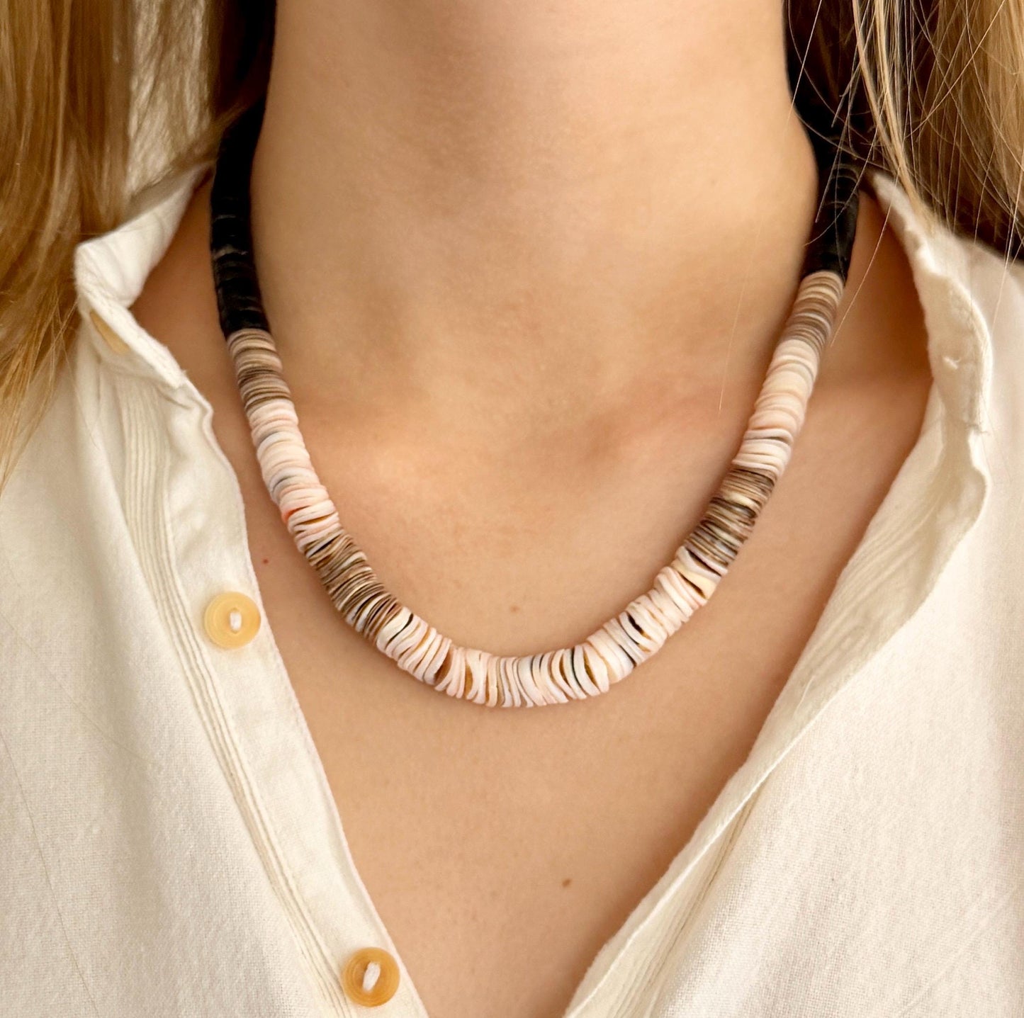 Vintage Native American Beaded Shell Necklace