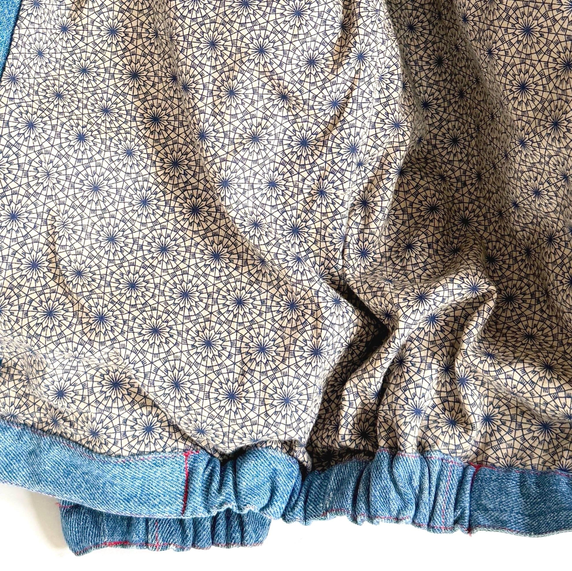 Vintage Handmade Upcycled Patchwork Denim Jacket Wearable Fiber Art