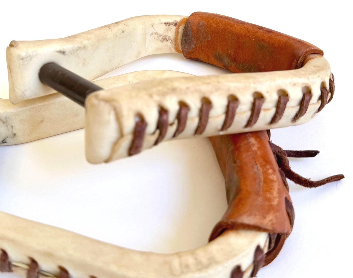 Vintage Leather Stirrups Ralph Lauren Style Rustic Handmade Rawhide Equestrian Ranch House Decor