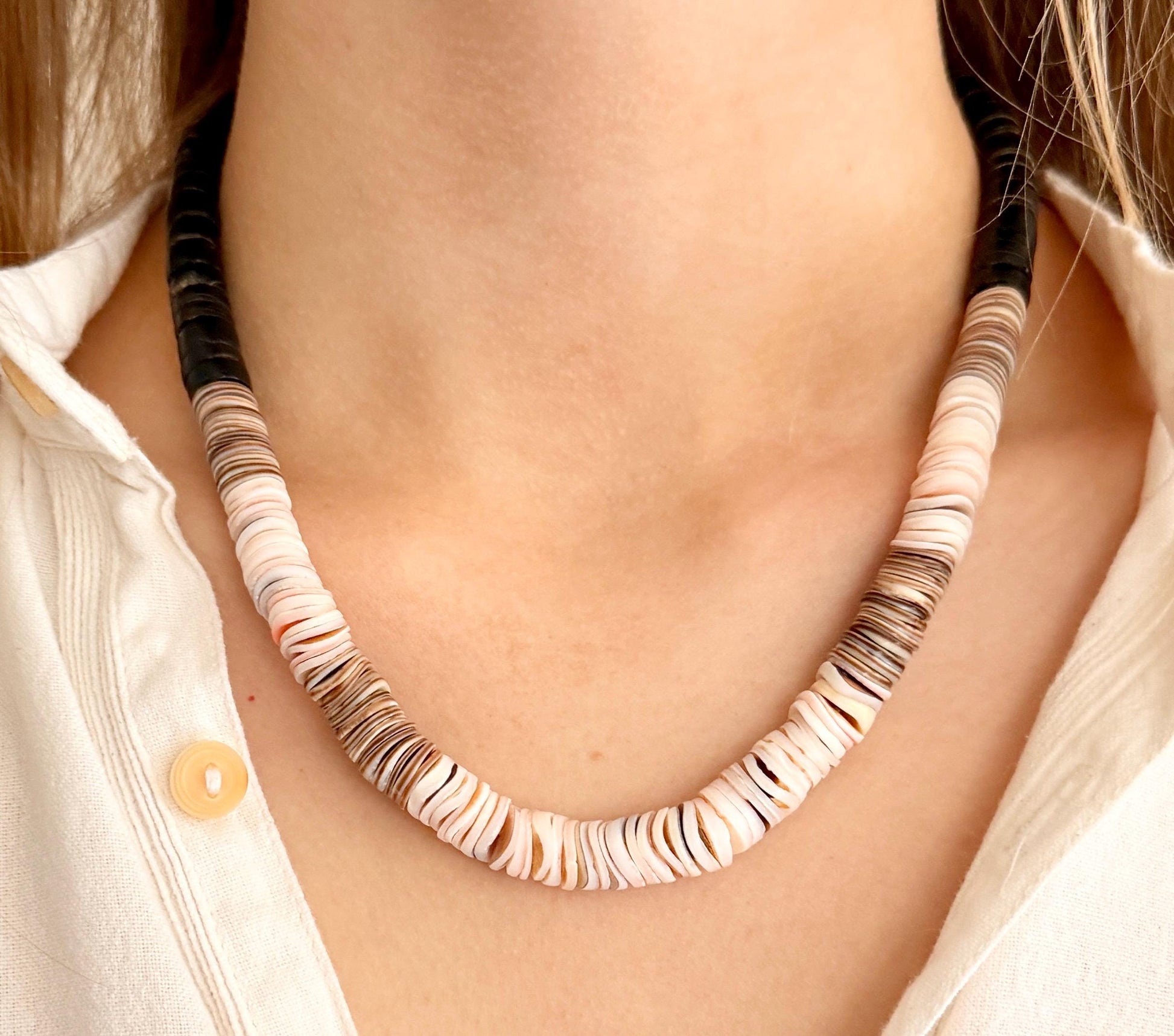 Vintage Native American Beaded Shell Necklace