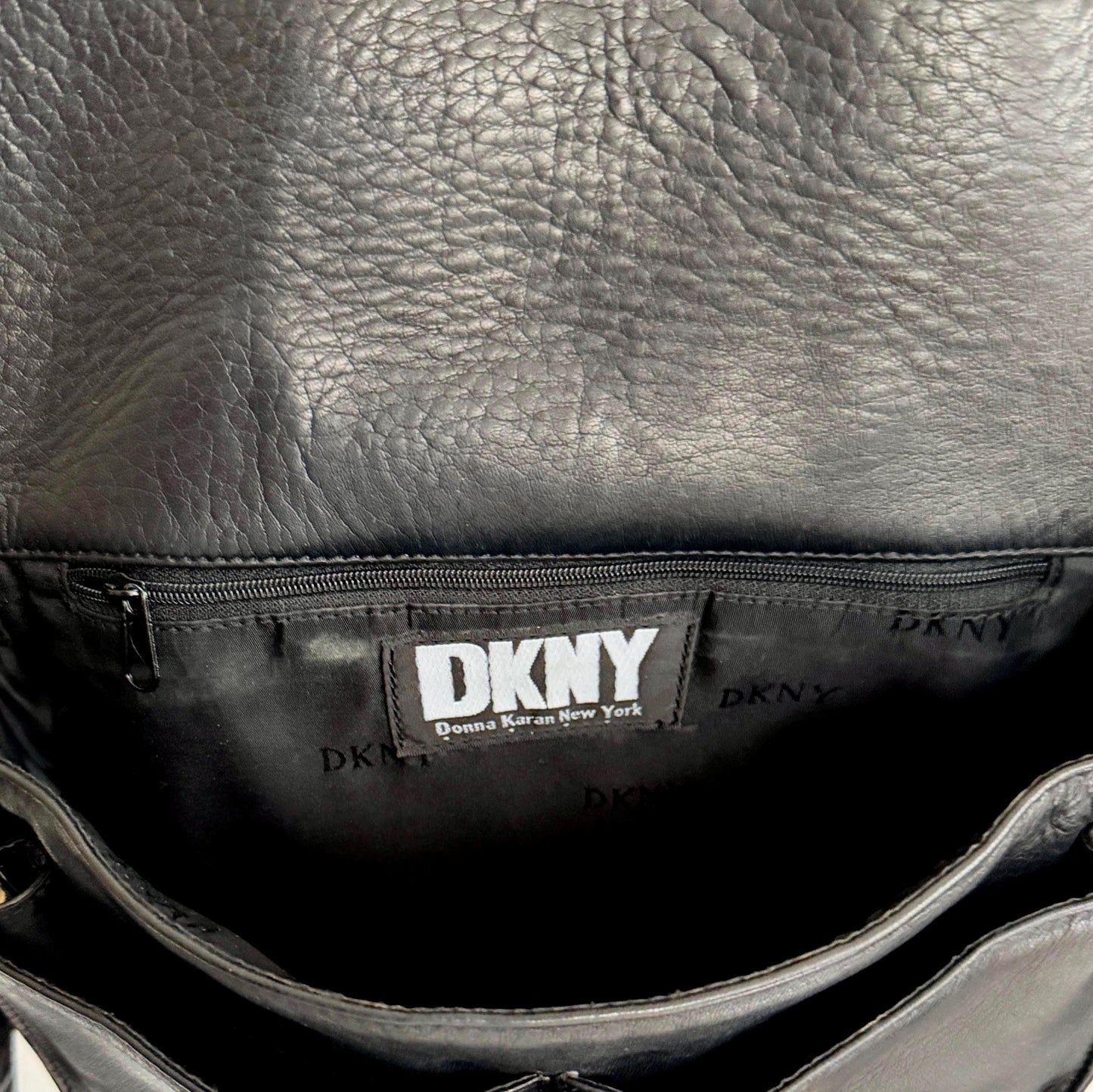 90s DKNY Minimalist Crossbody Bag Buttery Soft Black Leather