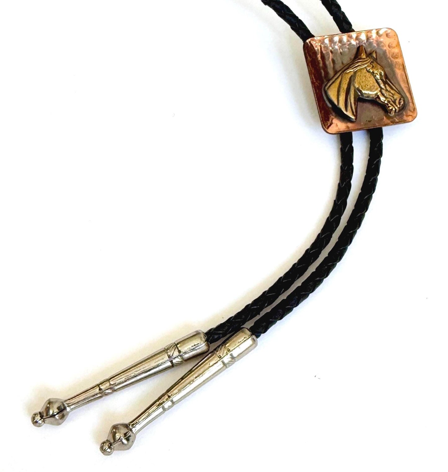 Vintage Western Copper Horse Head Bolo Tie 80s Cowboy Necklace