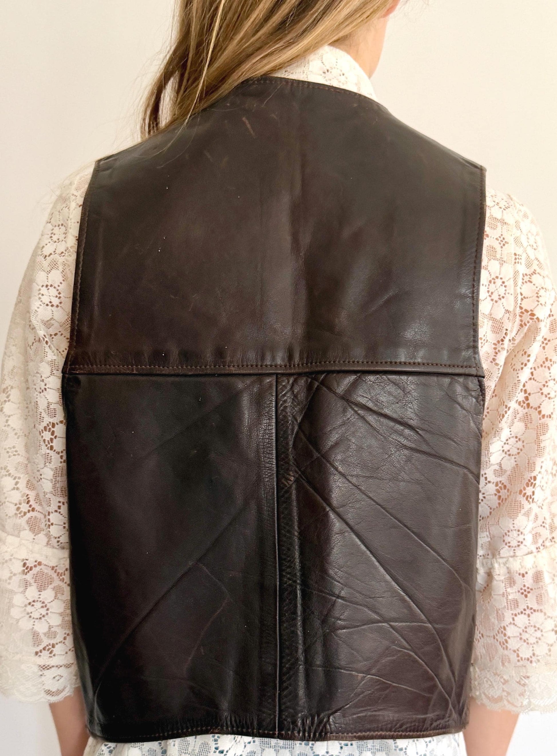 Vintage Handmade Buffalo Nickel Western Leather Vest