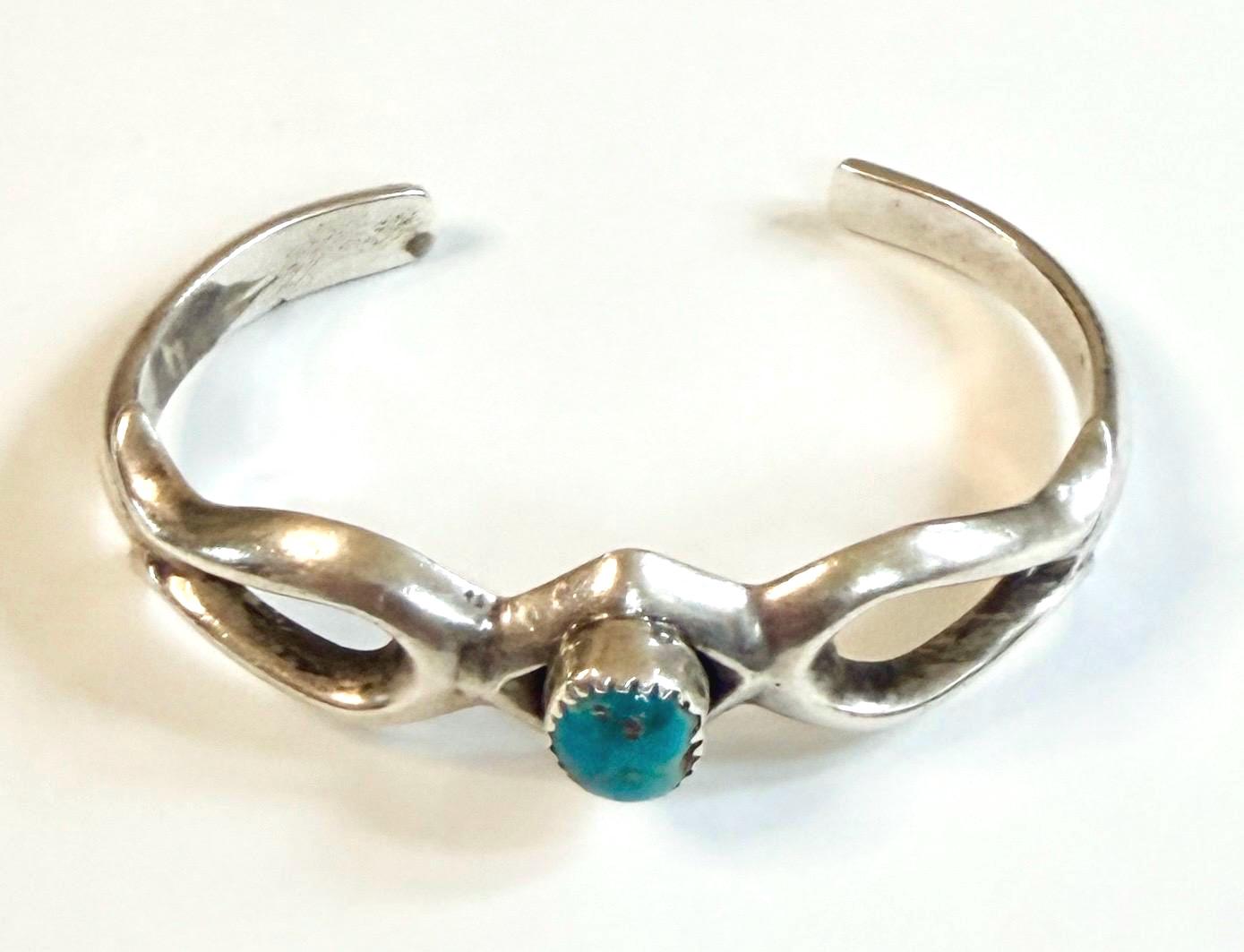 Vintage Cast Sterling Turquoise Cuff Bracelet Atkinson Trading Co Native American