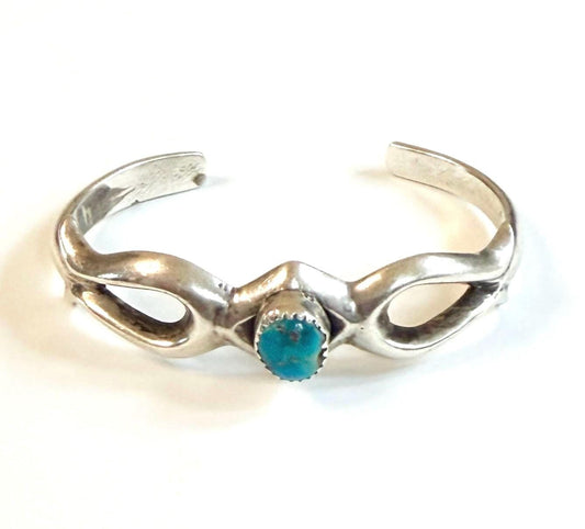 Vintage Cast Sterling Turquoise Cuff Bracelet Atkinson Trading Co Native American