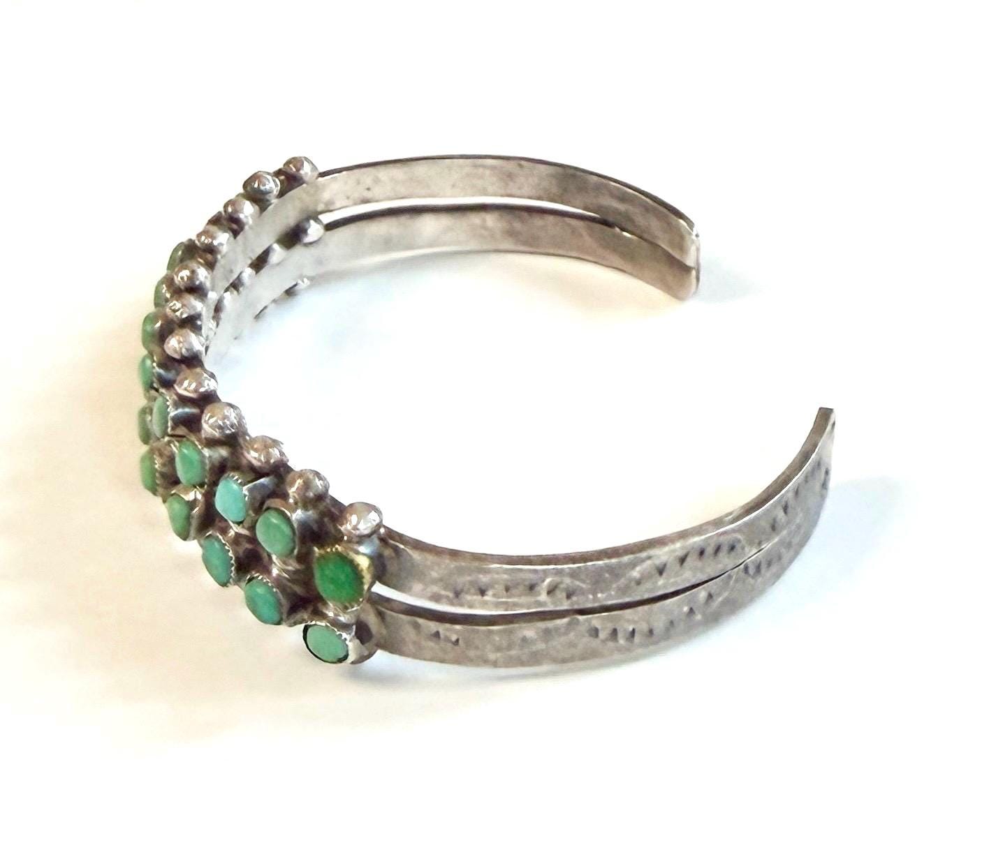 Vintage Snake Eye Turquoise Cuff Bracelet 30's 40's Native American Zuni