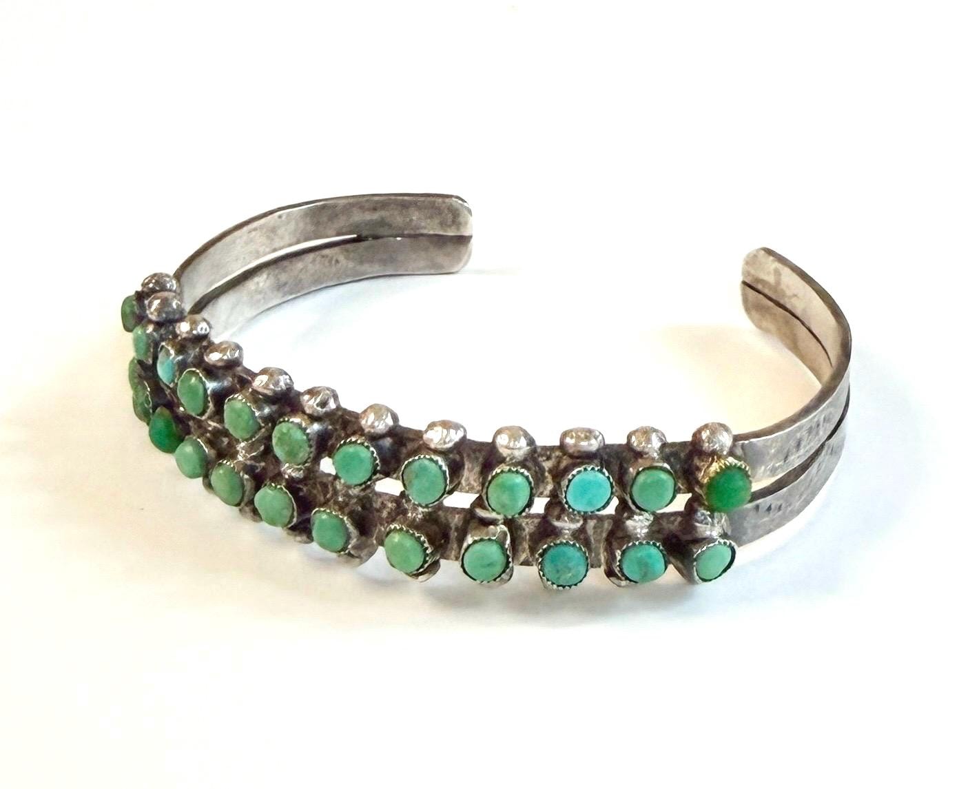 Vintage Snake Eye Turquoise Cuff Bracelet 30's 40's Native American Zuni