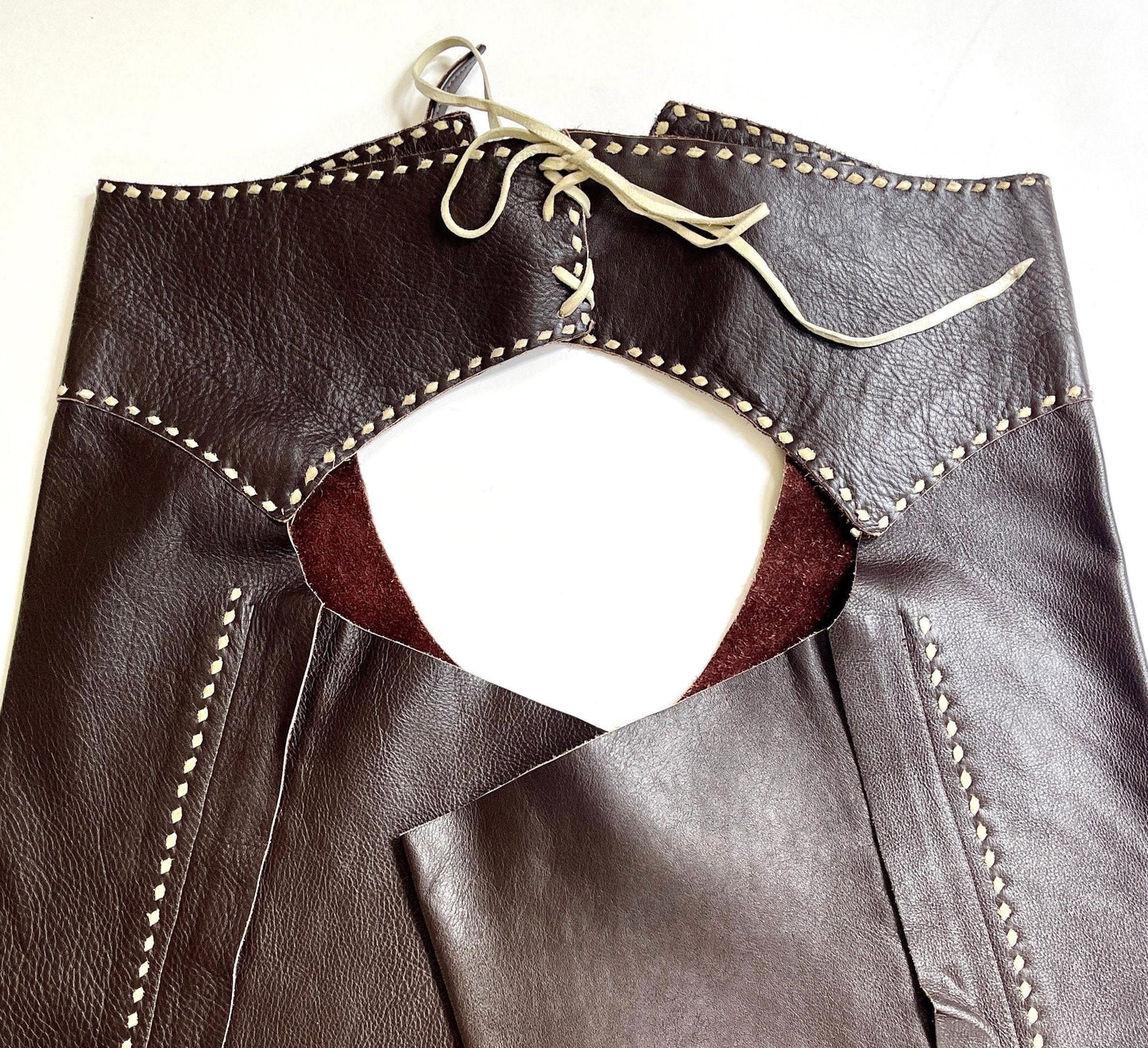 Handmade Vintage Western Riding Chaps Dark Brown Leather