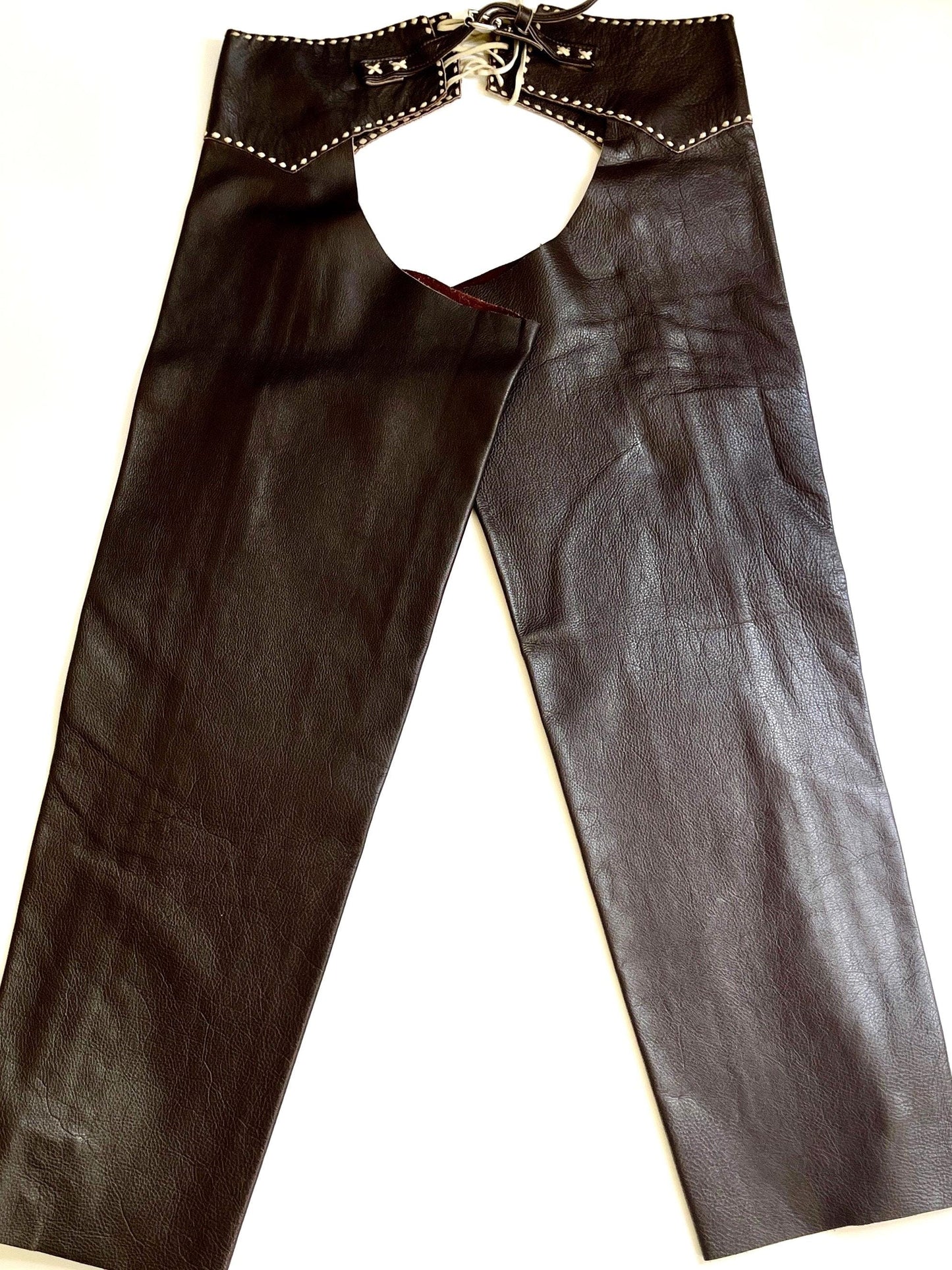Handmade Vintage Western Riding Chaps Dark Brown Leather