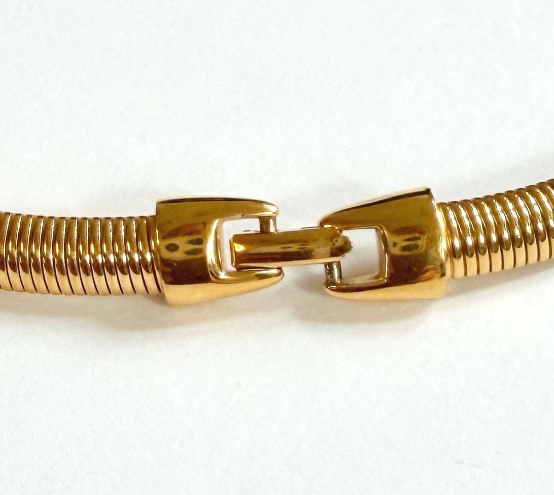 Slinky 80s Gold Choker Necklace Vintage Napier Costume Jewelry