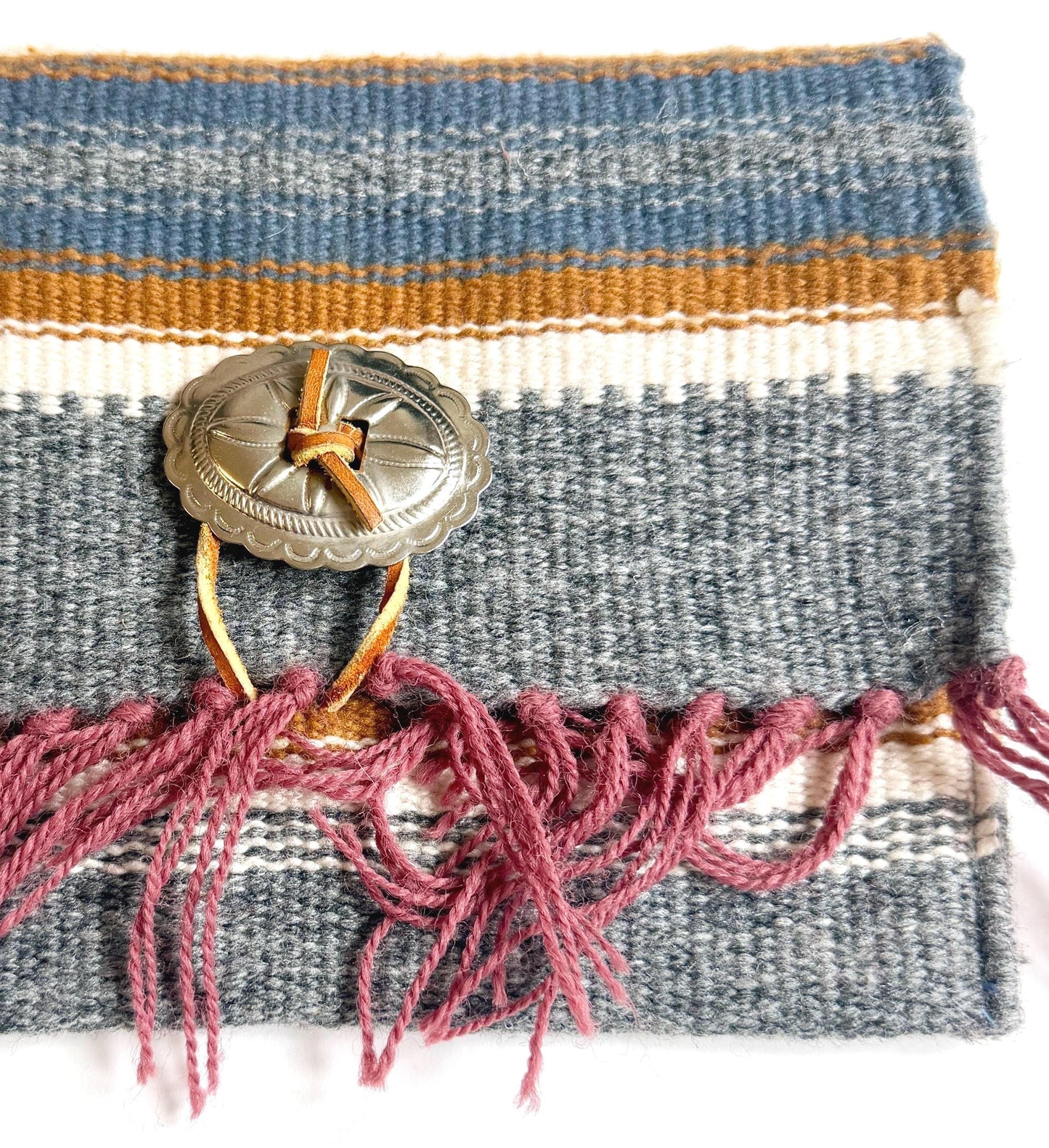 Vintage Chimayo Clutch Bag New Mexico Southwest Handwoven Gray White Wool Pouch