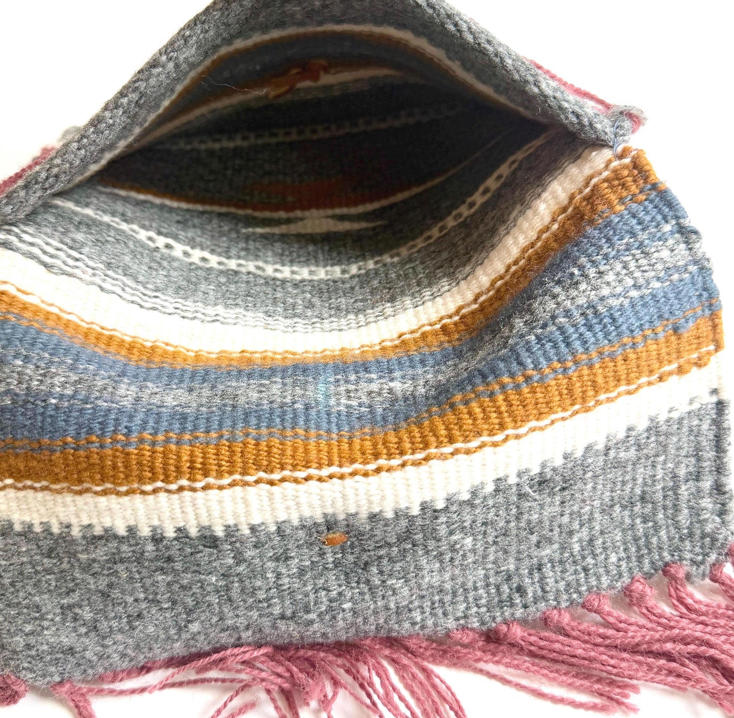 Vintage Chimayo Clutch Bag New Mexico Southwest Handwoven Gray White Wool Pouch