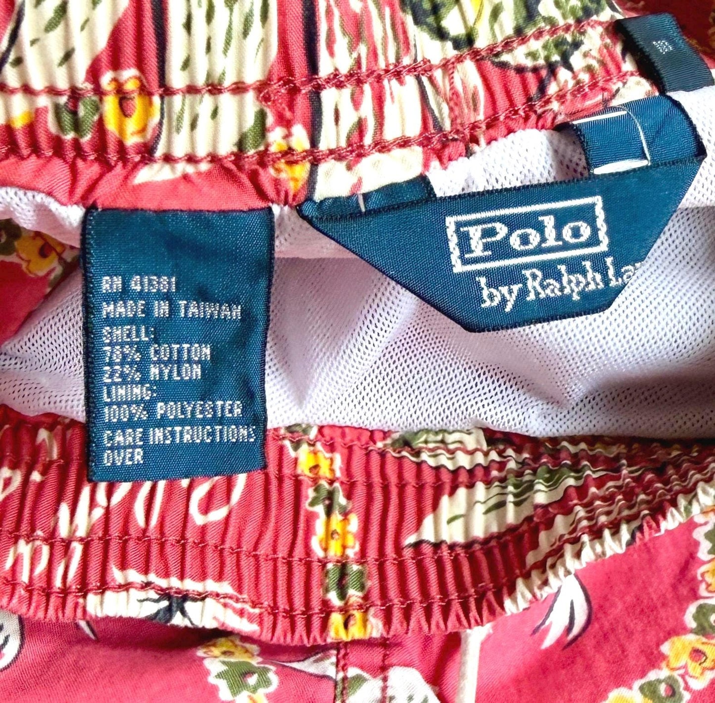 Vintage Polo by Ralph Lauren Hawaii Mens Swim Trunks Red Island Tiki Print