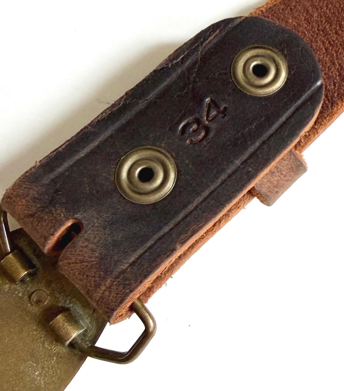 Vintage Country Music Solid Brass Buckle Brown Leather Belt