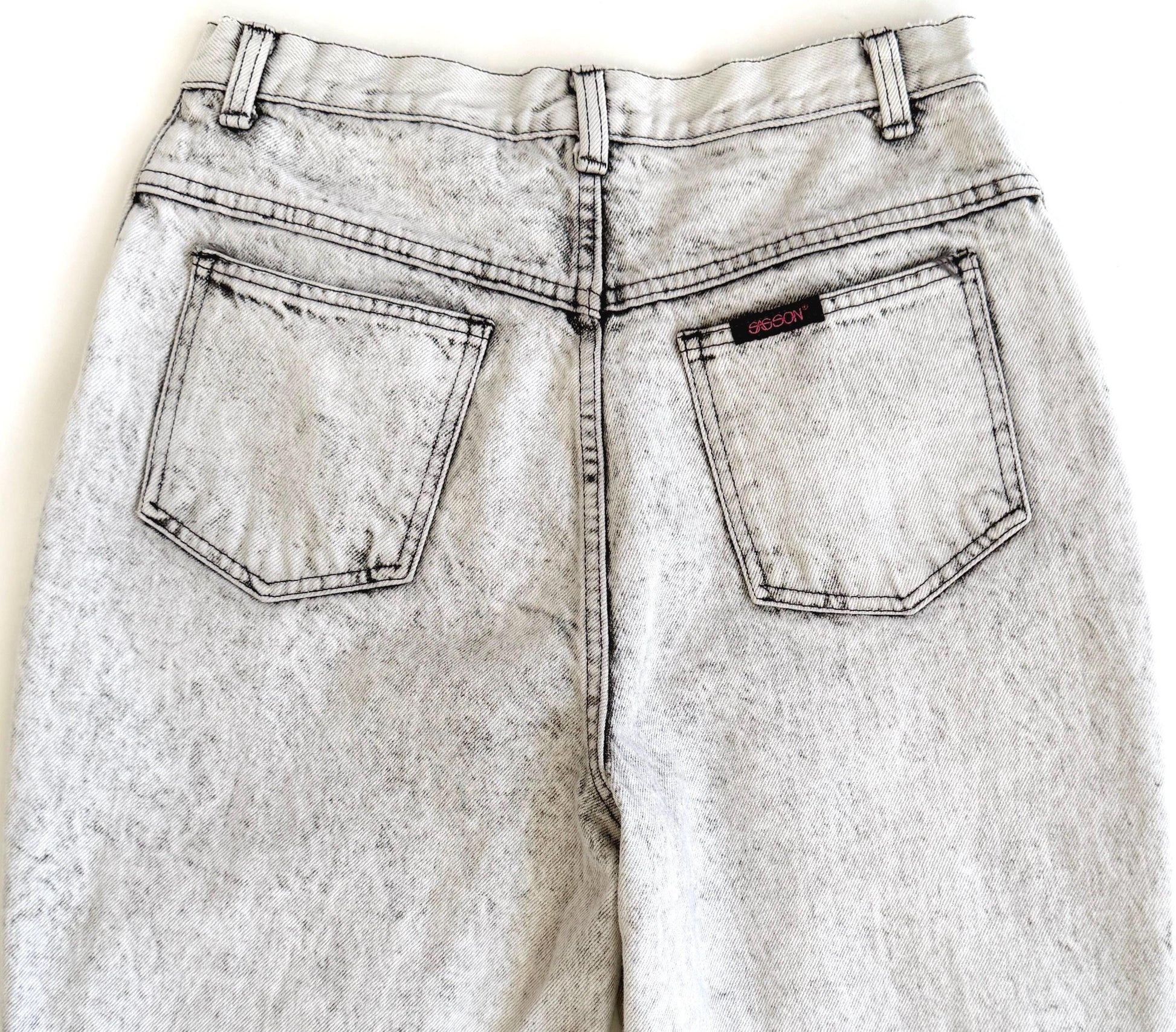 Vintage 80s Sasson Gray Acid Wash Jeans Denim Mom Jean High Waist