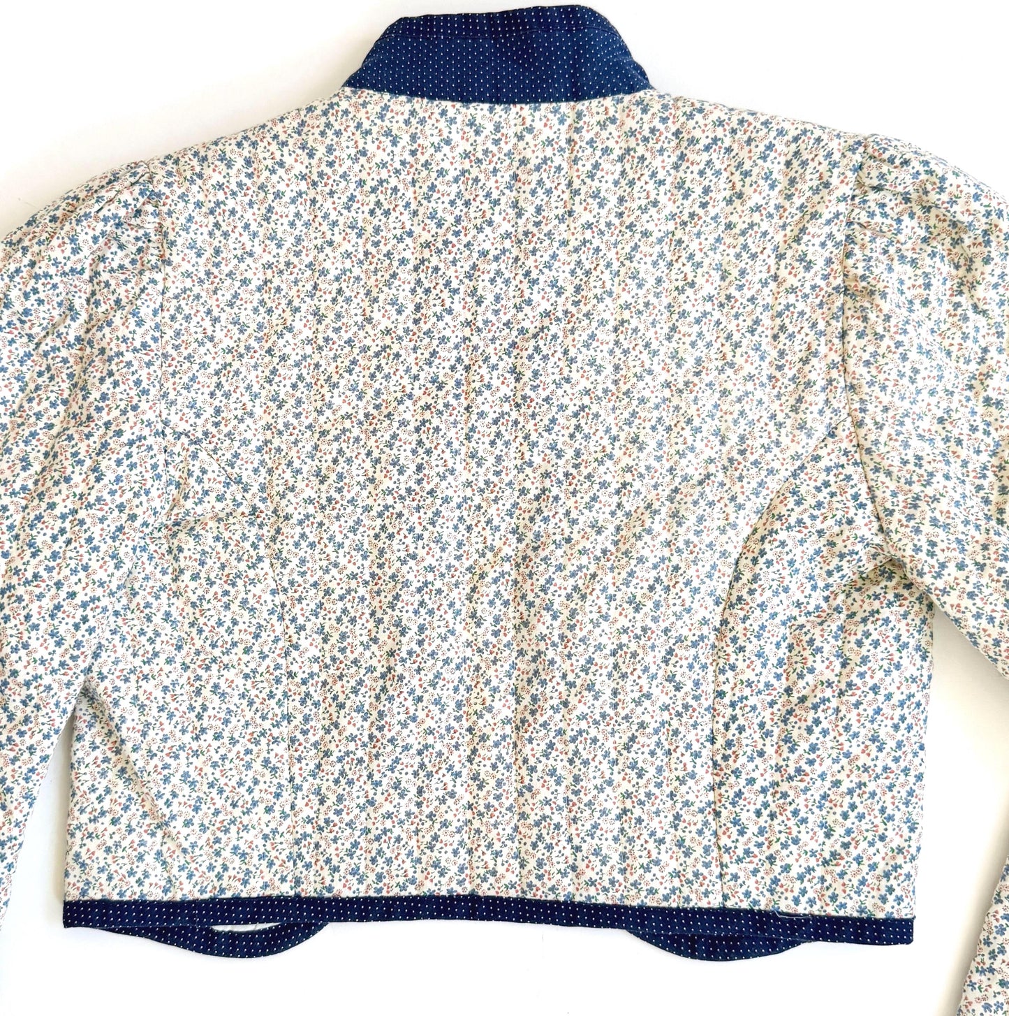 Vintage 70s Gunne Sax Cropped Top Jacket Lightly Quilted Ditsy Floral Print Cotton