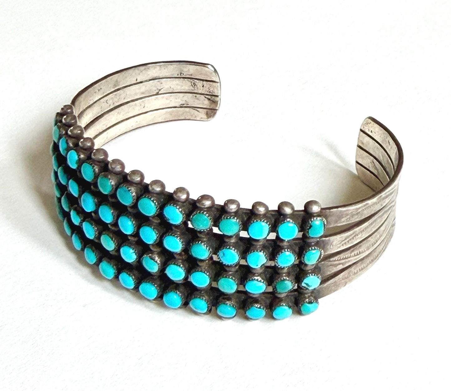 Vintage Snake Eye Turquoise Cuff Bracelet 30's 40's Native American Zuni