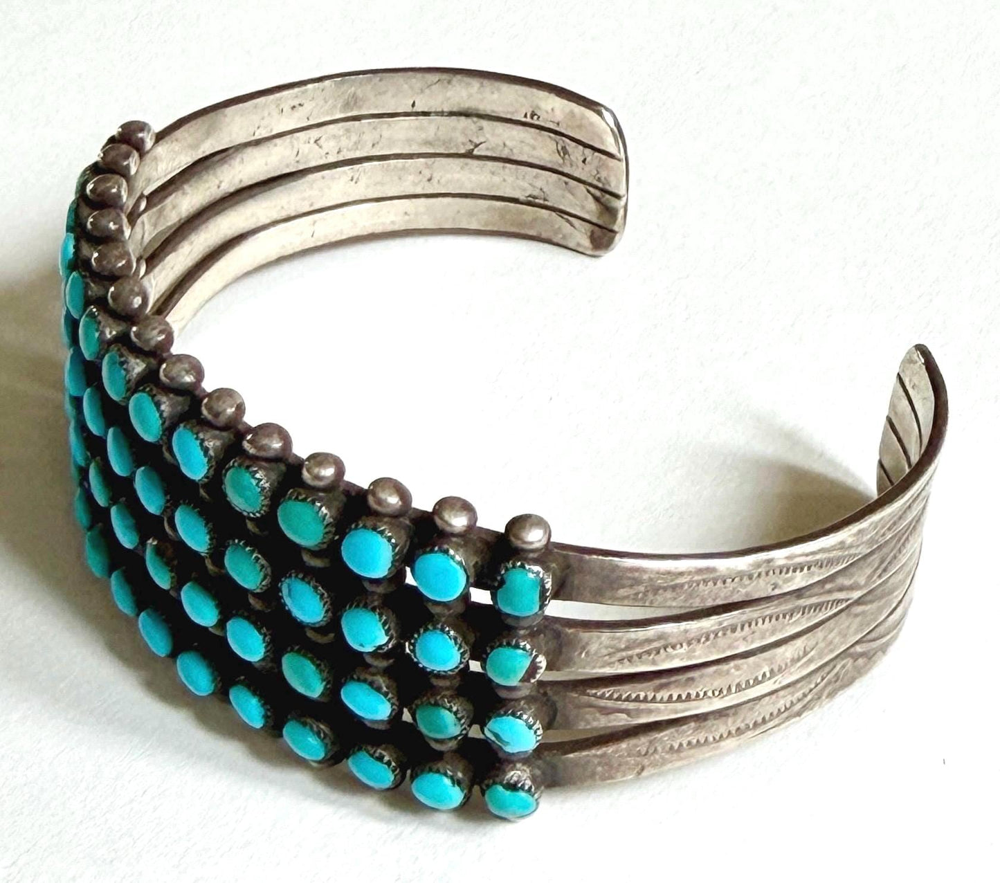 Vintage Snake Eye Turquoise Cuff Bracelet 30's 40's Native American Zuni