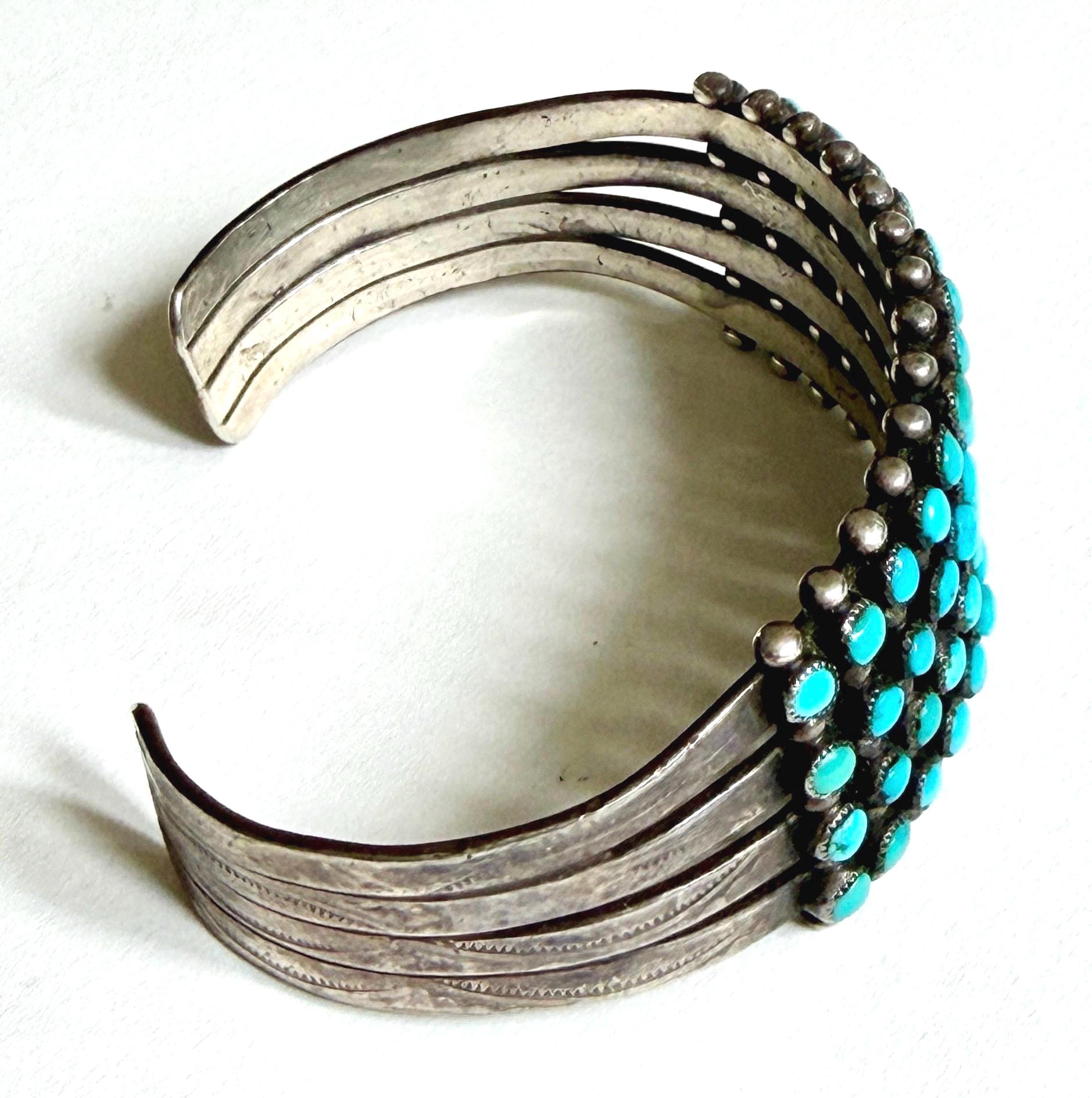 Vintage Snake Eye Turquoise Cuff Bracelet 30's 40's Native American Zuni