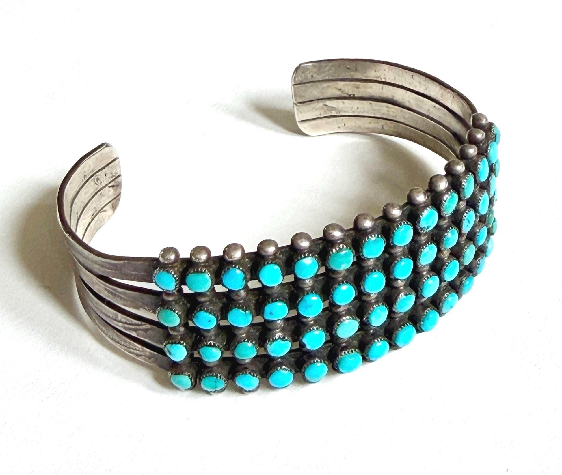 Vintage Snake Eye Turquoise Cuff Bracelet 30's 40's Native American Zuni