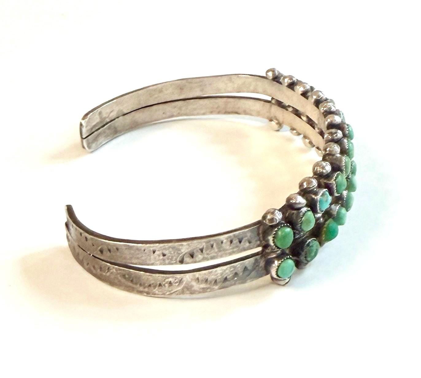Vintage Snake Eye Turquoise Cuff Bracelet 30's 40's Native American Zuni