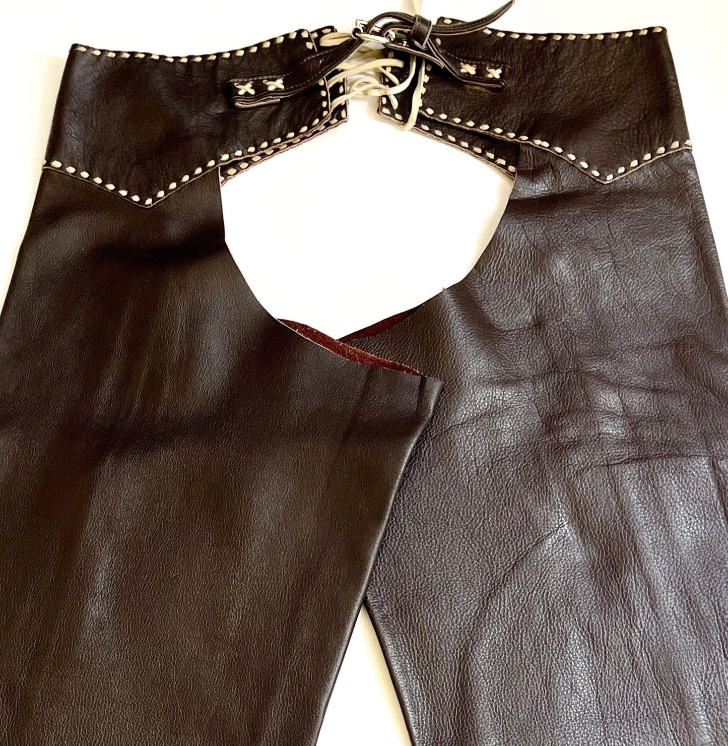 Handmade Vintage Western Riding Chaps Dark Brown Leather