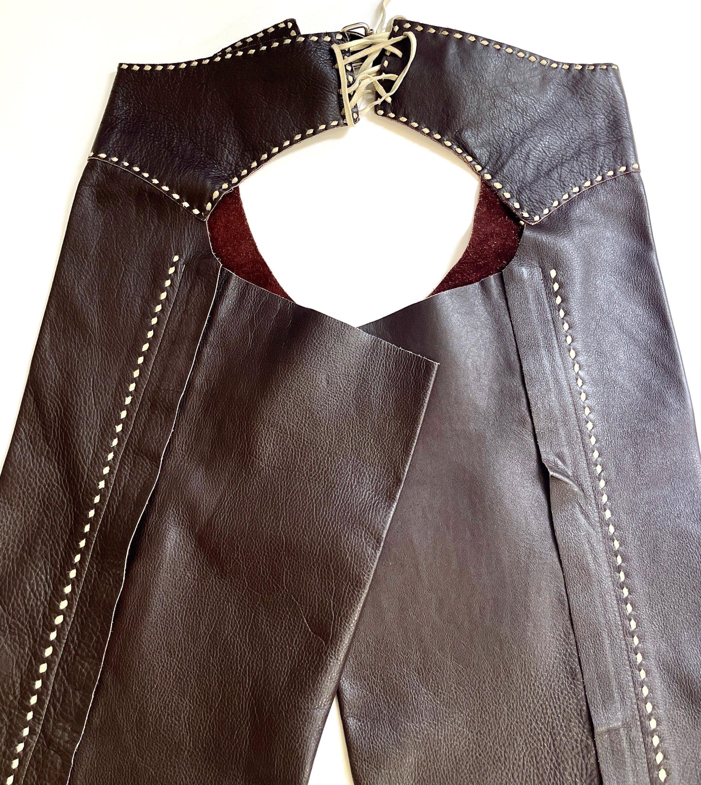 Handmade Vintage Western Riding Chaps Dark Brown Leather