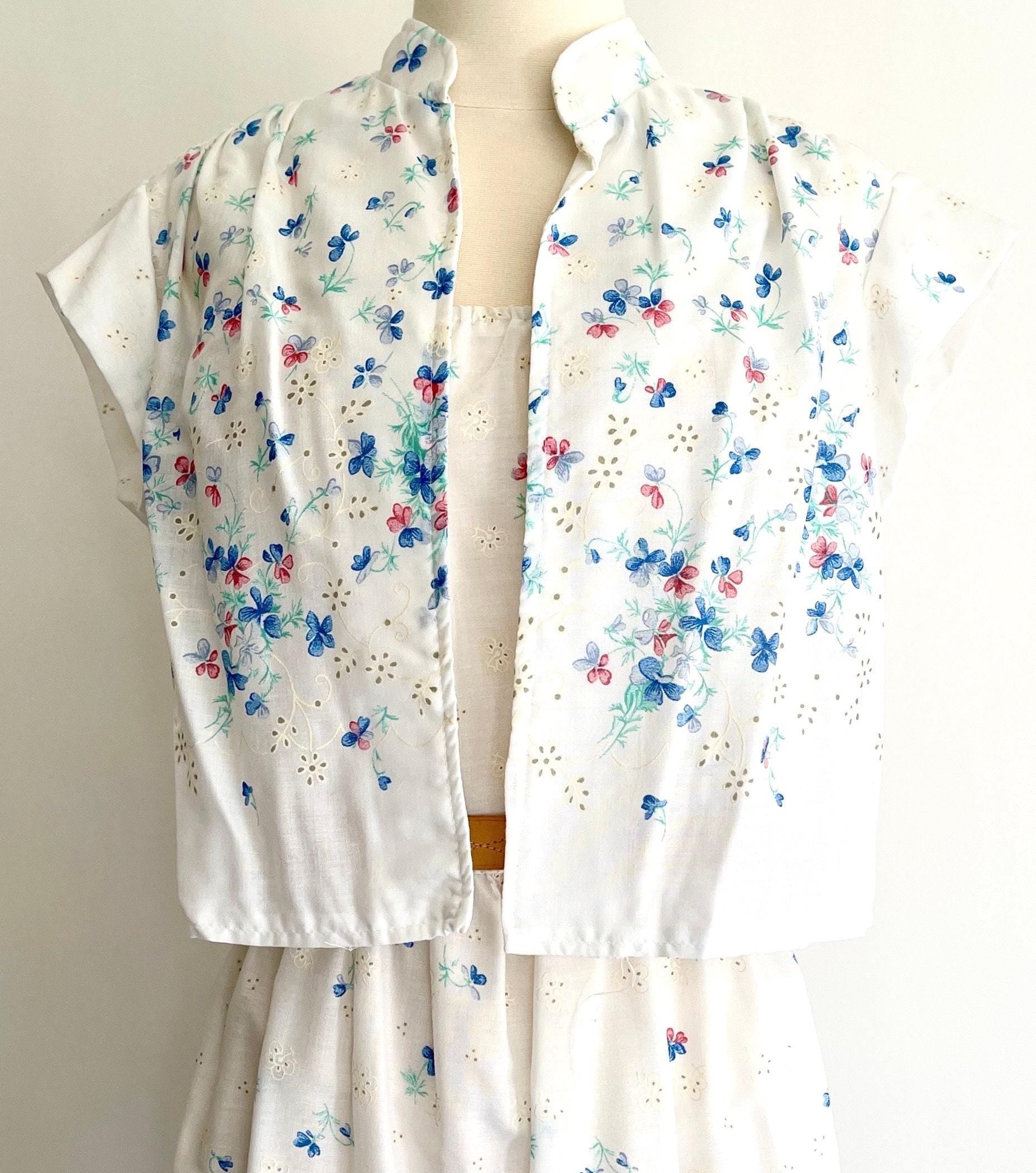 Vintage White Floral Dress Western Prairie Style
