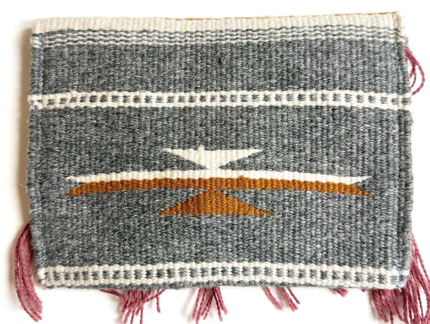 Vintage Chimayo Clutch Bag New Mexico Southwest Handwoven Gray White Wool Pouch