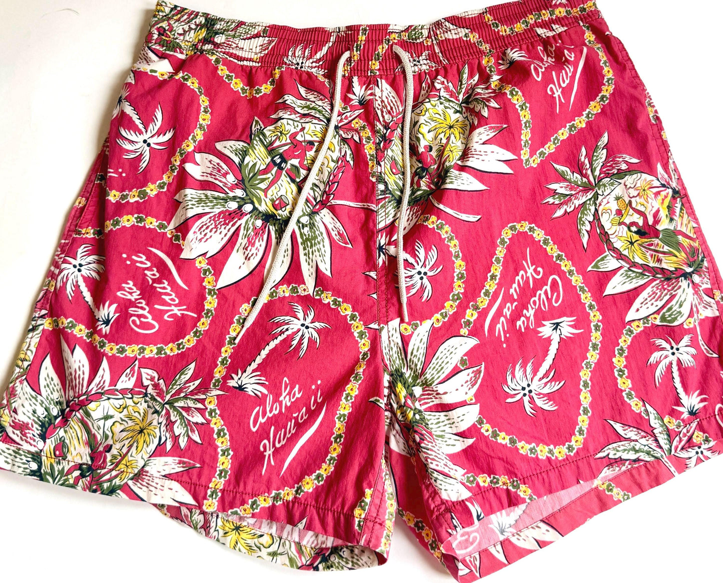 Vintage Polo by Ralph Lauren Hawaii Mens Swim Trunks Red Island Tiki Print