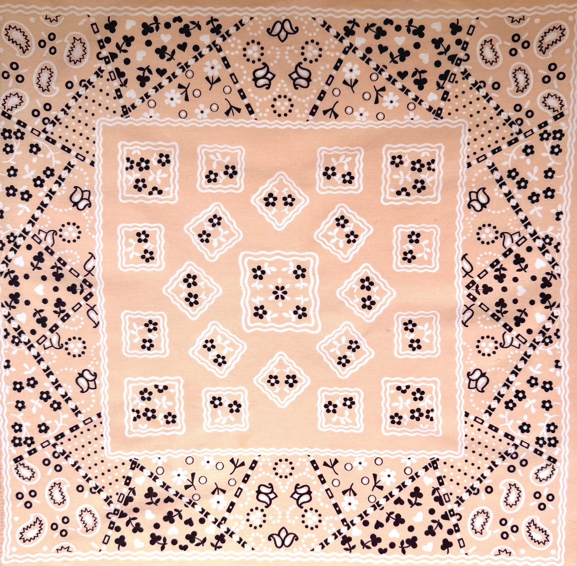Rare Vintage Peach Cotton Bandana 50s 60s Fast Color