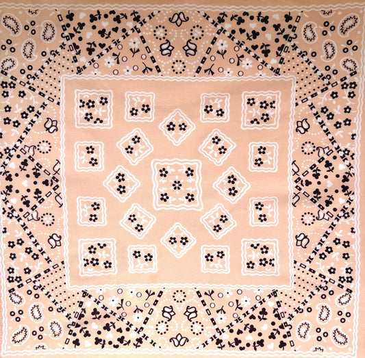 Rare Vintage Peach Cotton Bandana 50s 60s Fast Color