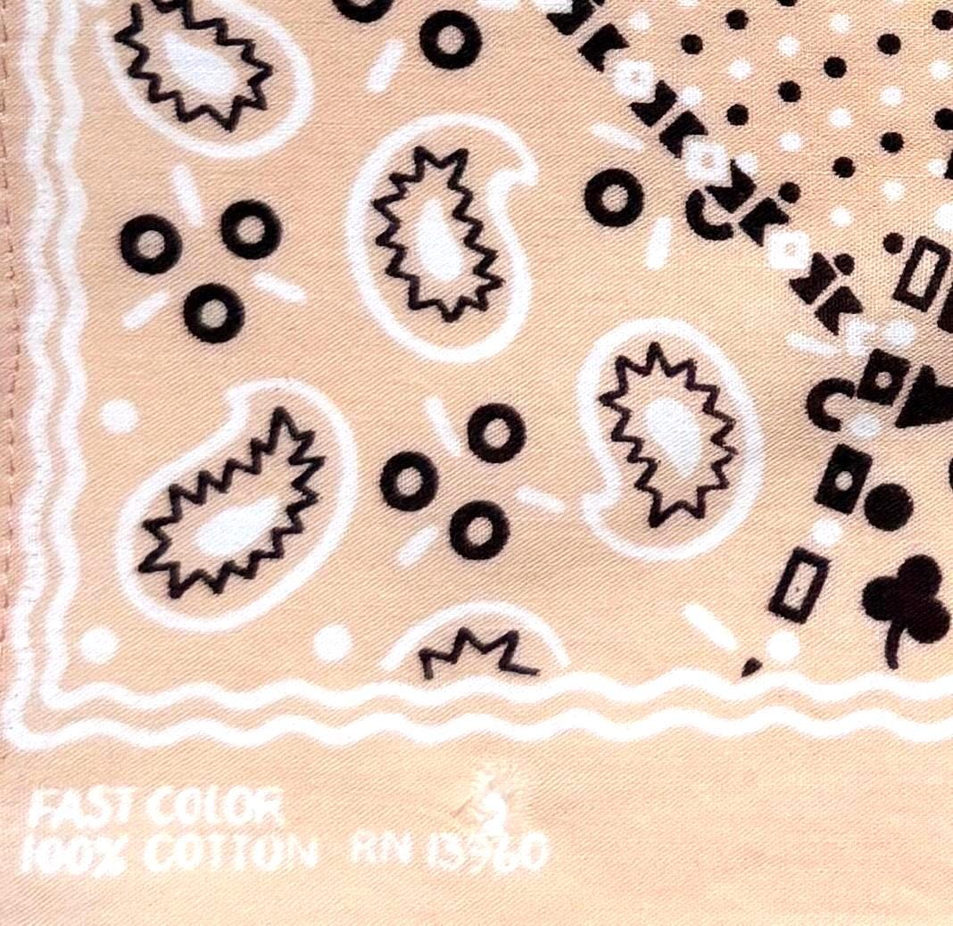 Rare Vintage Peach Cotton Bandana 50s 60s Fast Color