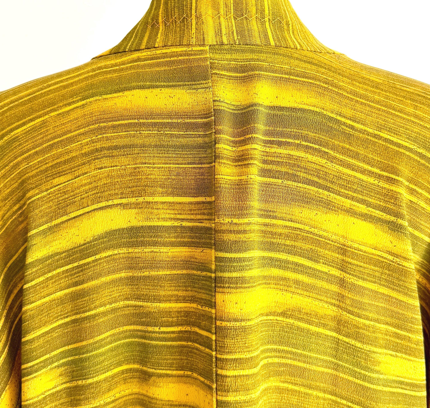 Vintage Japanese Silk Kimono Jacket Mustard Yellow Olive Green