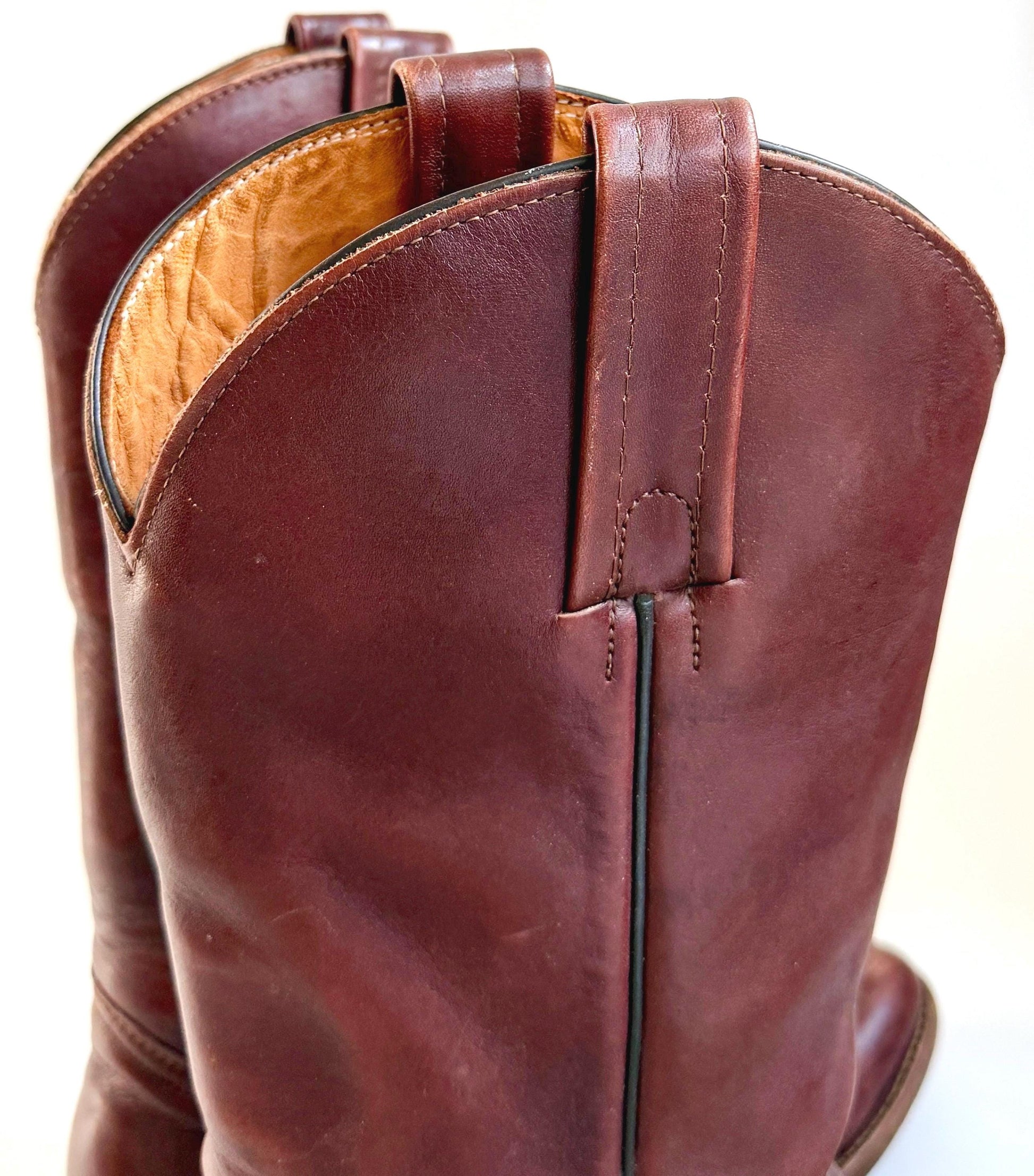 Vintage Frye Western Cowboy Boots Oxblood Brown Leather Made in USA