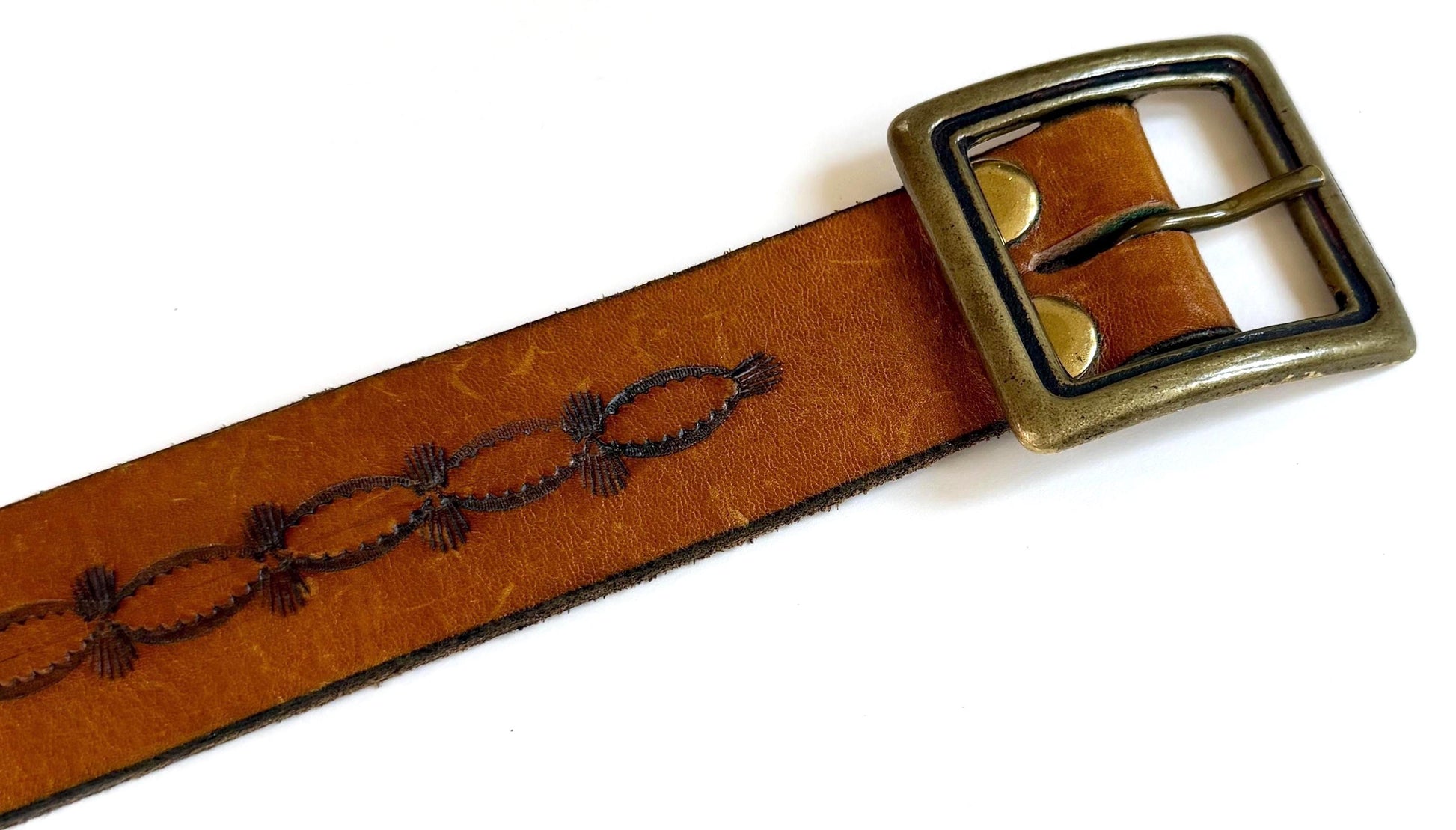 Vintage Western Snakeskin Turquoise Belt Brown Leather Strap
