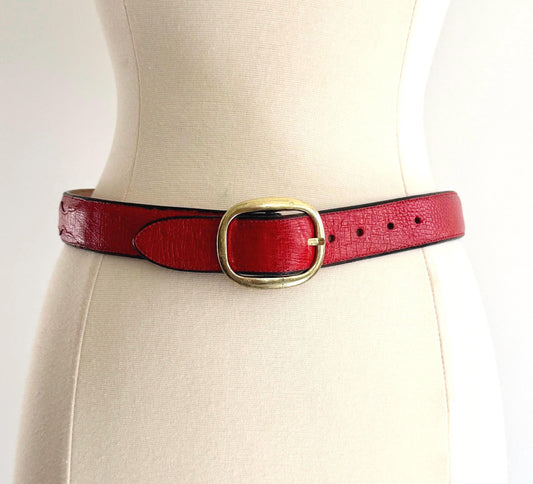 Vintage Red Lucchese Western Belt Size 28