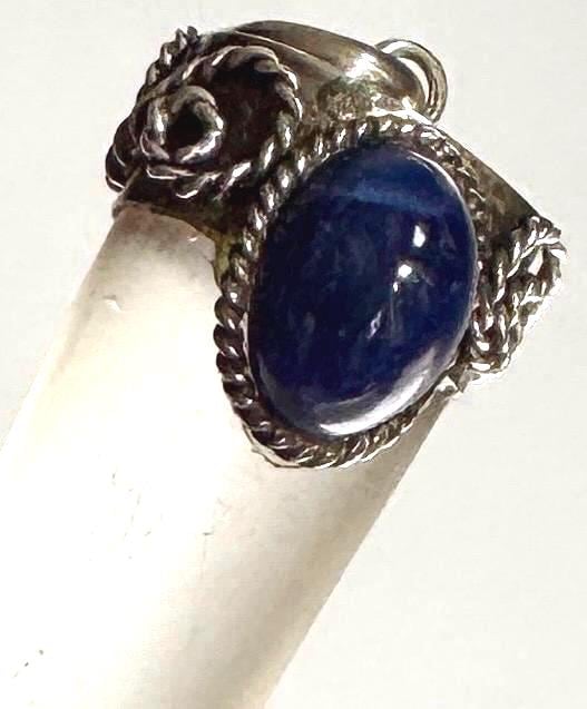 Large Vintage Figa Pendant 900 Silver Clear Crystal Lapis Lazuli Good Luck Charm
